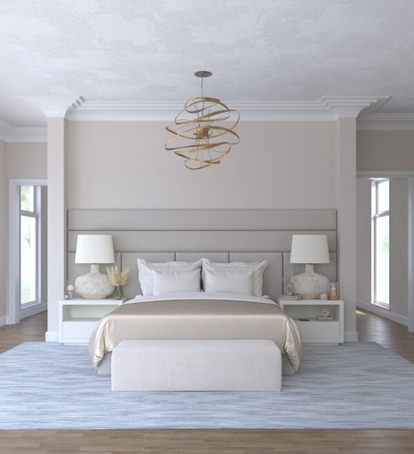 LANGHAM Upholstered Wall Mounted Headboard & Bed, Luxury Furniture - Blend Home Furnishings